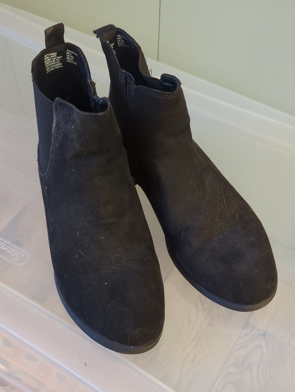 Time and Tru Black Suede Chelsea Ankle Boots